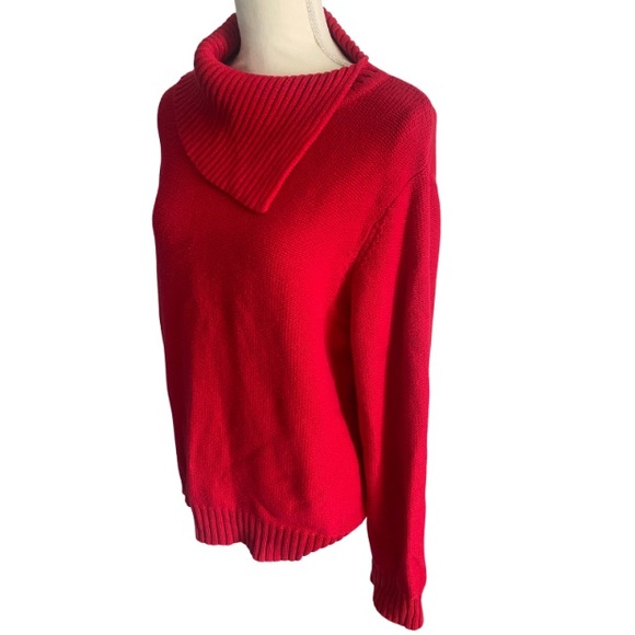SAG HARBOR SPORT Women’s Red Asymmetrical Lapel Collar Sweater Size XL - Picture 2 of 5